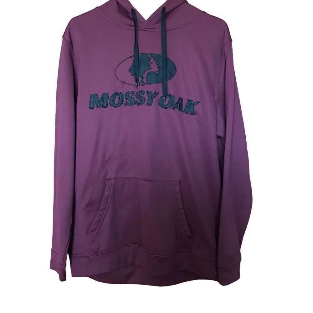 Mossy Oak mens SZ Large Burgundy pullover hoodie hunting outdoors sweatshirt